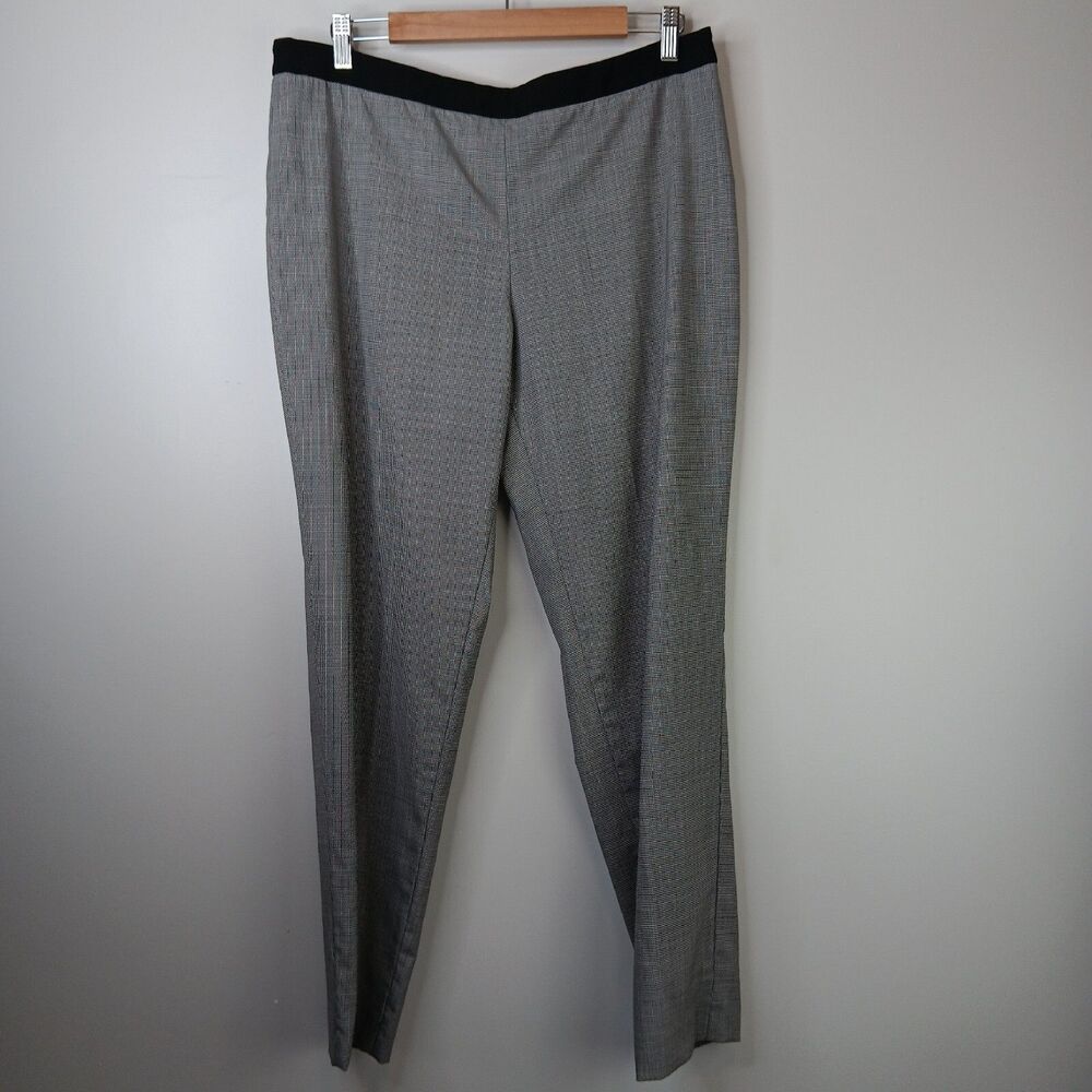 Hugo Boss Women's Pants Virgin Wool Straight Trousers Tiluna Black White Size 10